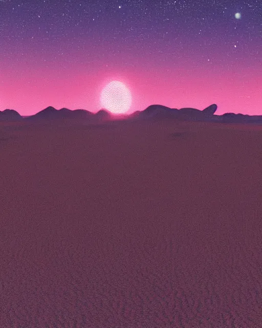 Image similar to landscape by vija celmins, crystal desert at dawn at dusk sunset poppy at night anime apocalyptic synthwave cyberpunk forest matte painting laser alien nature hyperrealism dieselpunk san andreas elysian vaporwave myst fisheye, archdaily, wallpaper, highly detailed, trending on artstation.