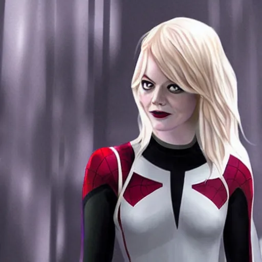 Image similar to Emma Stone as Spider-Gwen