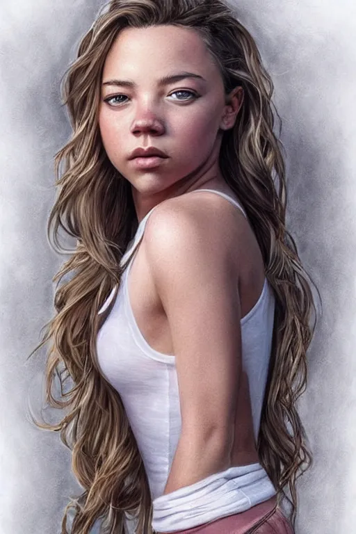 Image similar to sydney sweeney in the style of stefan kostic, realistic, full body, sharp focus, 8 k high definition, insanely detailed, intricate, elegant, art by stanley lau and artgerm