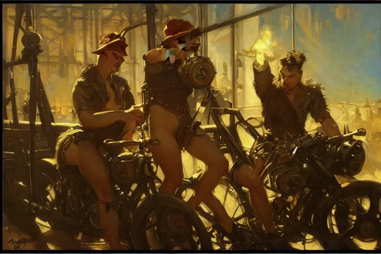 Prompt: dieselpunk, painting by gaston bussiere, craig mullins, j. c. leyendecker, tom of finland