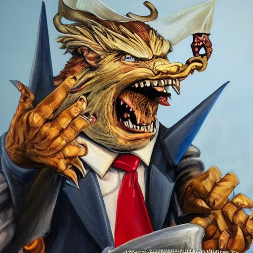 Prompt: donald trump as a vermin from warhammer, hyperdetailed painting