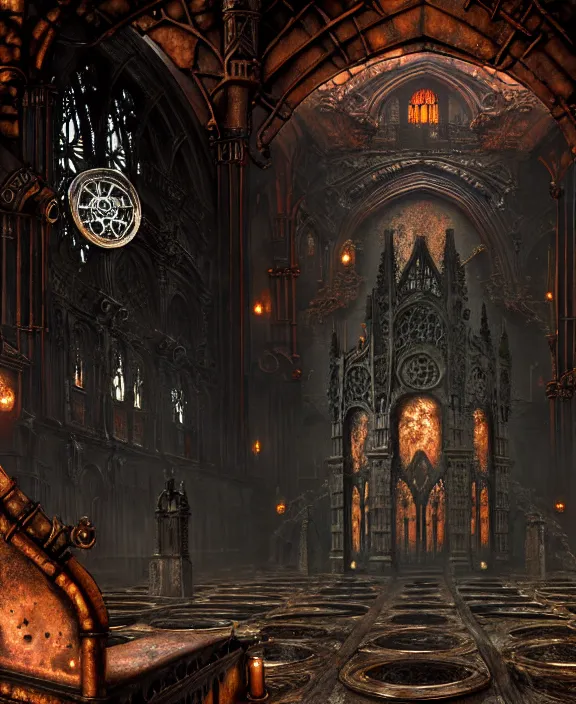 Image similar to steam necropolis, memento mori, gothic, neo - gothic, art nouveau, hyperdetailed copper patina medieval icon, stefan morrell, philippe druillet, ralph mcquarrie, concept art, steampunk, unreal engine, detailed intricate environment, octane render, moody atmospherics, volumetric lighting, ultrasharp, ominous, otherworldly