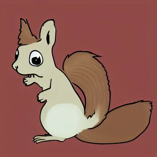 Image similar to a cute squirrel whit fluffy fur drawn concept art