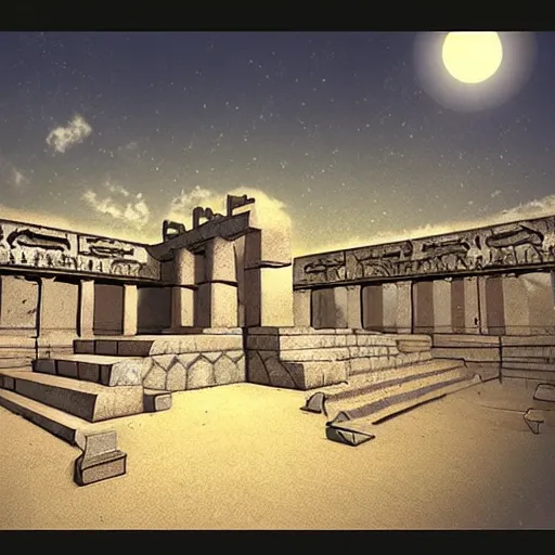 Image similar to A sumerian temple, art by Nathan Fowkes , art station, concept art,