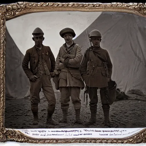 Image similar to a detailed photorealistic sepia - toned photo of a 1 9 1 7 clean - shaven british lieutenant and soldiers standing with a bedouin trader and a young arab boy, ultra realistic, painted, intricate details, lovecraft, atmospheric, dark, horror, brooding, highly detailed, by clyde caldwell