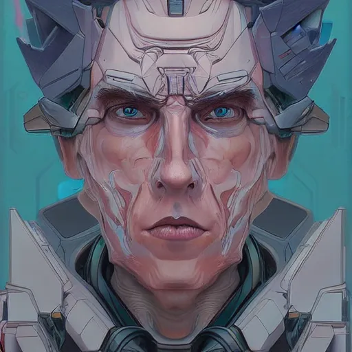 Image similar to transformers rick sanchez portrait by and james jean and erik jones, inspired by ghost in the shell, beautiful fine face features, intricate high details, sharp, ultradetailed, 3 d octane render