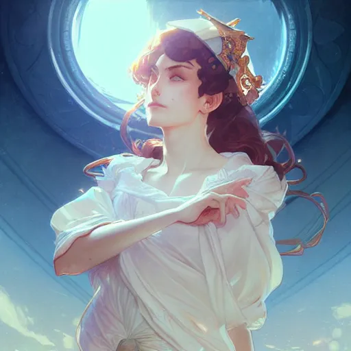 Image similar to Sailor Naptune, fantasy, intricate, elegant, highly detailed, digital painting, artstation, concept art, matte, sharp focus, illustration, art by Artgerm and Greg Rutkowski and Alphonse Mucha