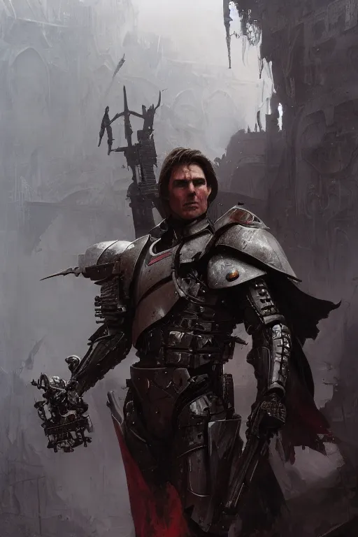 Image similar to Tom Cruise as inquisitor warhammer 40000, dark, intricate, highly detailed, smooth, artstation, digital illustration by Ruan Jia and Mandy Jurgens and Artgerm and Wayne Barlowe and Greg Rutkowski and Zdislav Beksinski