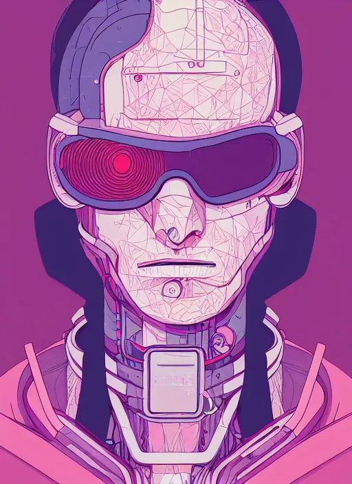 Image similar to portrait, cyberpunk hero, leaves by miyazaki, violet and pink and white palette, illustration, kenneth blom, mental alchemy, james jean, pablo amaringo, naudline pierre, contemporary art, hyper detailed