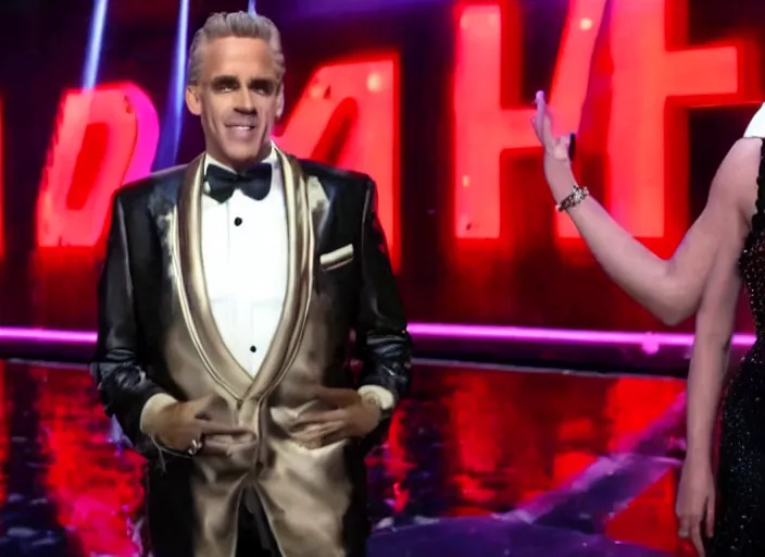 Image similar to broadcast still of jordan peterson as a contestant of ru paul's drag race, 4 k