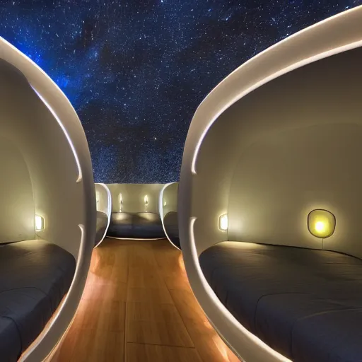 Prompt: cybernetic sleeping pods, diverse humans sleeping in healing pods, humans sleeping in healing pods, wide wide angle, vivid, elaborate, highly detailed, beautiful dim lighting