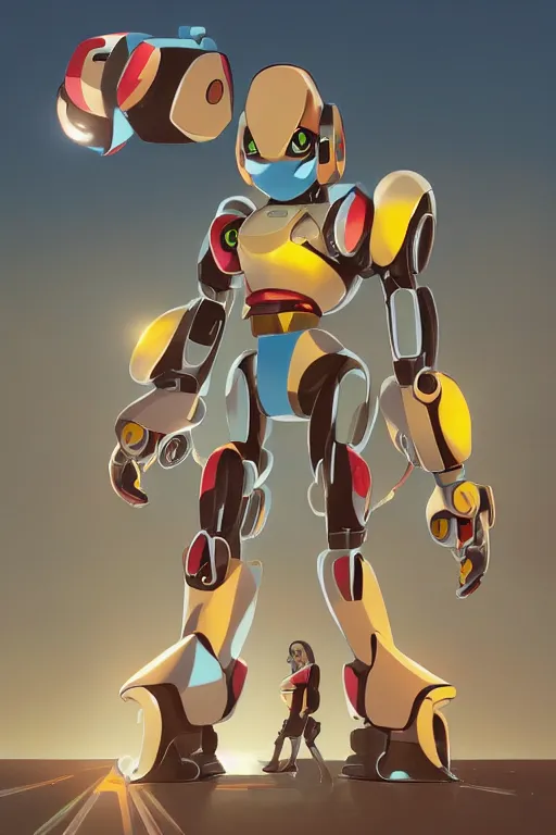 Image similar to metabots medabots medarotto medarot robot minimalist comics, behance hd by jesper ejsing, by rhads, makoto shinkai and lois van baarle, ilya kuvshinov, rossdraws global illumination ray tracing hdr radiating a glowing aura