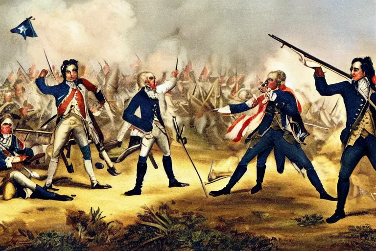 Image similar to Barack Obama fighting in the revolutionary war with a musket