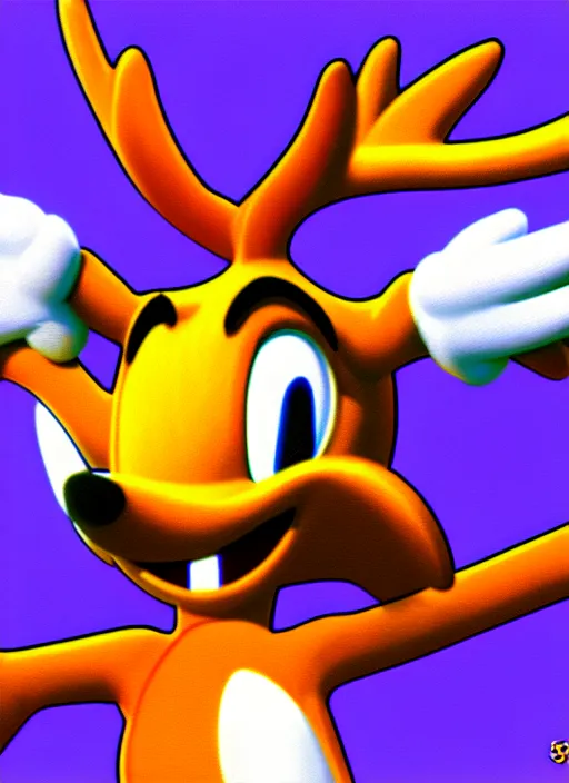 Image similar to highly detailed closeup of a wacky moose character, from sonic the hedgehog, sonic video game series, character concept art