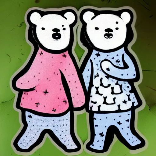 Prompt: sticker hugging bears