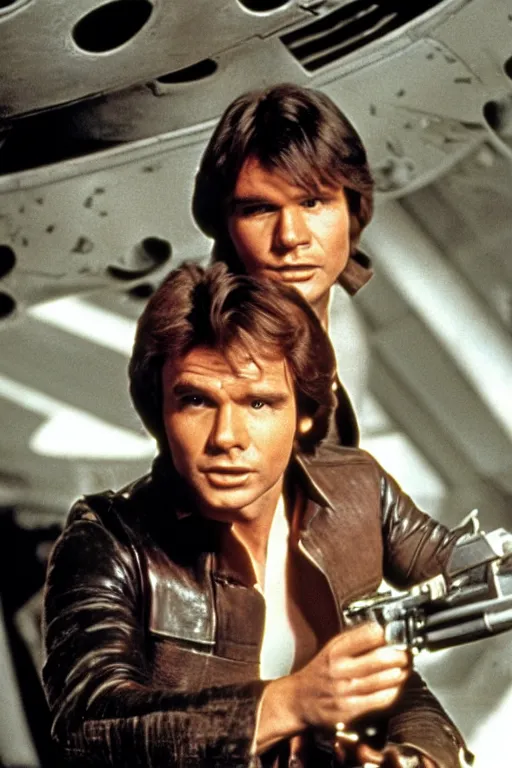 Image similar to photograph of richard jordan in costume as han solo, 1 9 7 8