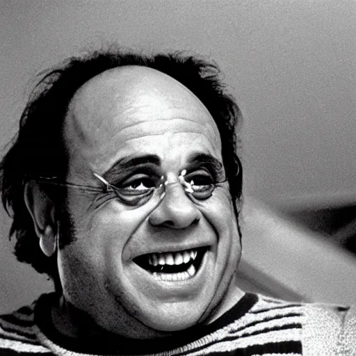 Image similar to Danny Devito, film still from the movie The Shining