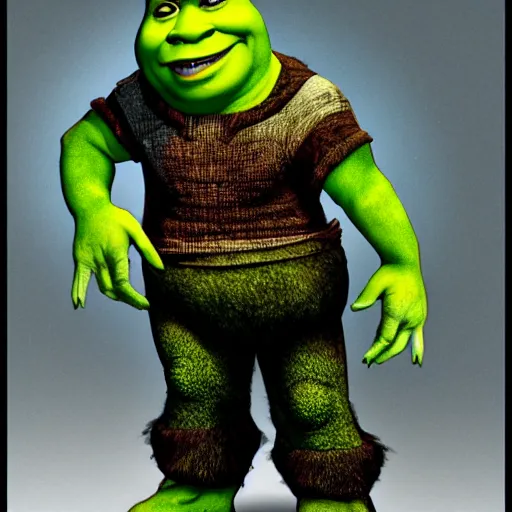 Image similar to shrek dressed as a wizard