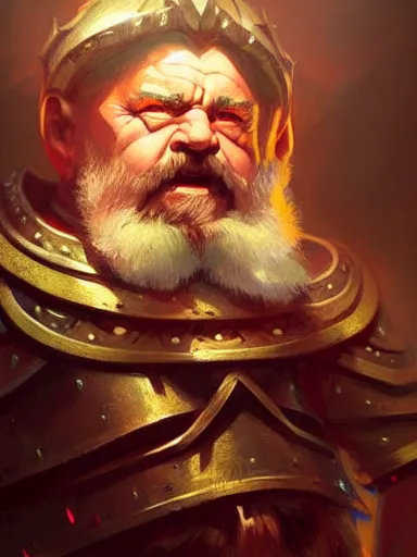 Image similar to a dwarf cleric dnd character, ornamented armor, oil painting, Tooth Wu, Greg Rutkowski, RPG portrait, dynamic lighting, fantasy art, High contrast, depth of field