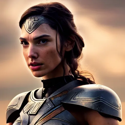 Image similar to beautiful Fine art photo of a young quiet Gal Gadot as a cyberpunk mayan robotic godess, photorealistic, centered, highly detailed and intricate, sun lighting, 8k