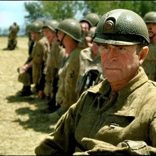 Prompt: movie still of george bush in saving private ryan