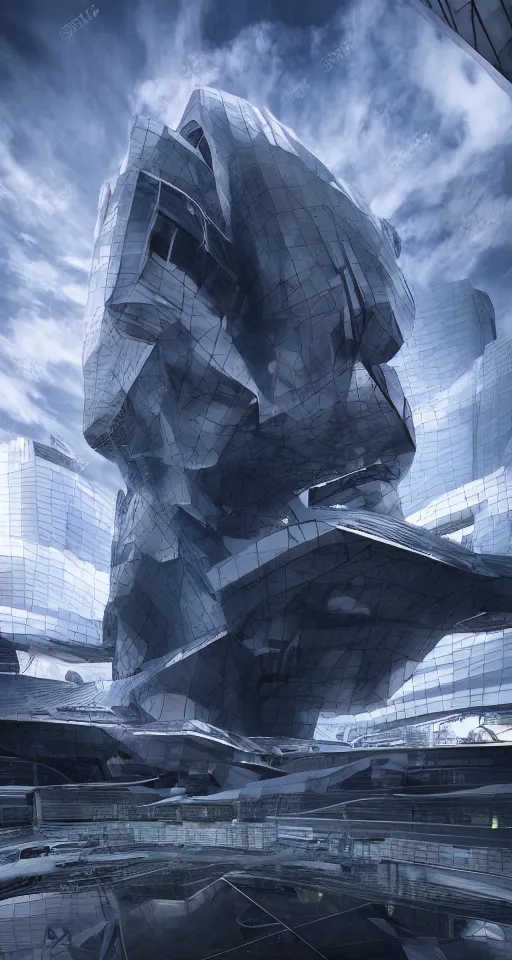 Prompt: huge futuristic building, in style of!! witchcore, detailed, sharp, 8 k