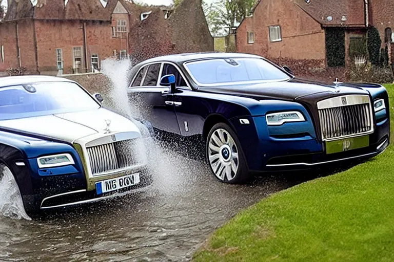 Prompt: stoned teenagers decided to drown Rolls-Royce