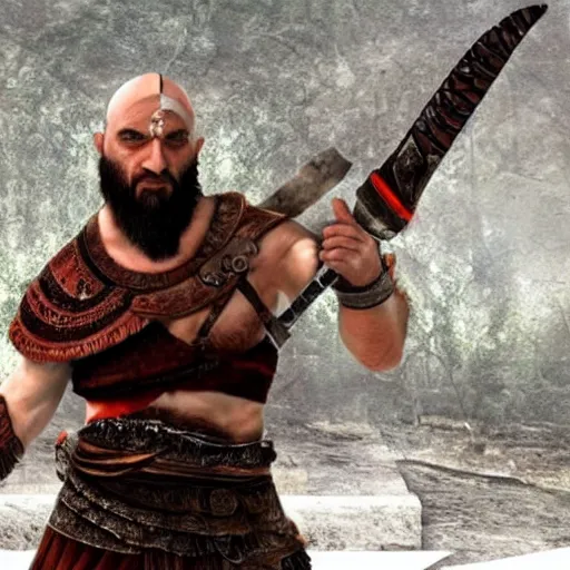 Prompt: avigdor lieberman as kratos from god of war