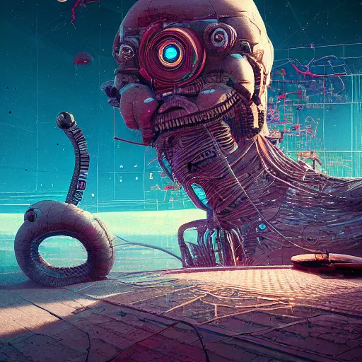 Image similar to existential dread, intricate, abstract, sci-fi, wacky, dreadful, horror, by Tooth Wu, by WLOP, by Beeple, by Dan Mumford, by Greg Rutkowski, Octane Render, digital painting highly detailed