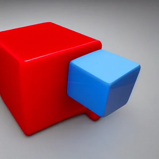 Prompt: a blue cube on top of a red cube on top of a green cube