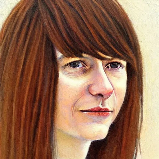 Image similar to a french and swedish woman with brown bangs, photorealistic, character portrait by jane freilicher, pinterest contest winner, regionalism, contest winner, academic art