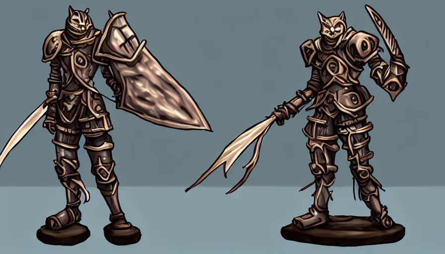 Image similar to warforged druid anime knight, cat man