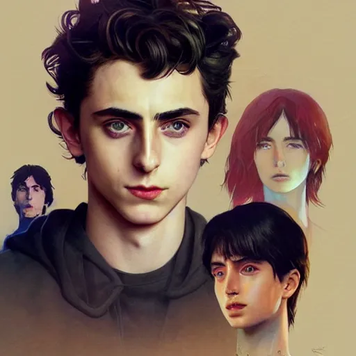 Image similar to timothee chalamet, realistic shaded perfect face, fine details. anime. realistic shaded lighting poster by ilya kuvshinov katsuhiro otomo ghost - in - the - shell, magali villeneuve, artgerm, jeremy lipkin and michael garmash and rob rey