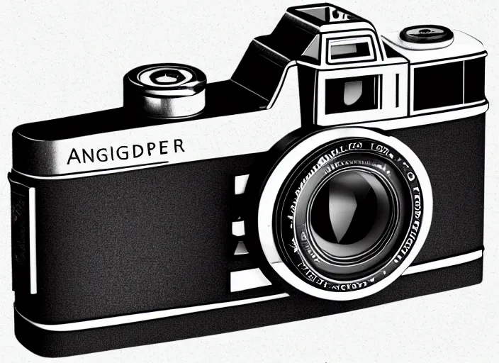 Prompt: modern rangefinder camera, front view, photoshop concept, digital art, illustration