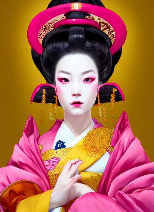 Prompt: dreamlike luxury stunning oiran portrait, pink and gold kimono, art by artgerm, wlop, loish, ilya kuvshinov, 8 k realistic, hyperdetailed, beautiful lighting, detailed background, depth of field, symmetrical face, frostbite 3 engine, cryengine,