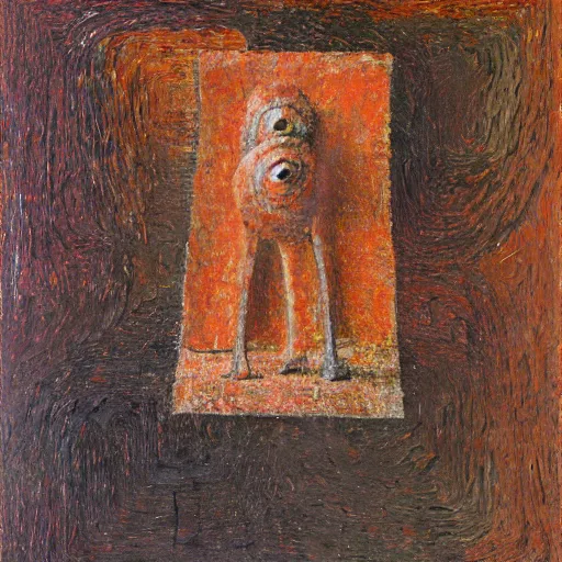 Image similar to a detailed impasto painting by shaun tan and louise bourgeois of an abstract forgotten sculpture by ivan seal and the caretaker