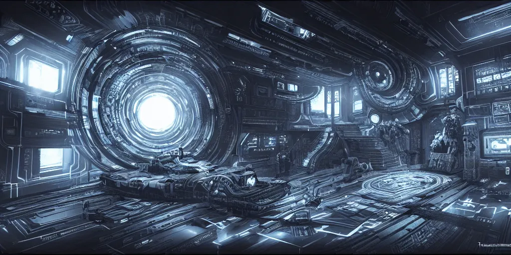 Prompt: a wormhole generator, intricate 3 d illustration, ultra detailed, technopunk, darksynth, intricate illuminated lines, detailed notes, blueprint, sketch, 8 k, unreal engine 5, by tsutomu nihei