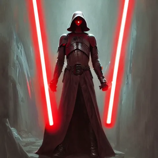 Prompt: Cristoph Waltz as a Sith Lord with red light saber and in power armor, western, D&D, fantasy, intricate, elegant, highly detailed, digital painting, artstation, concept art, matte, sharp focus, illustration, art by Artgerm and Greg Rutkowski and Alphonse Mucha