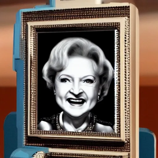 Image similar to betty white's head on a robot body