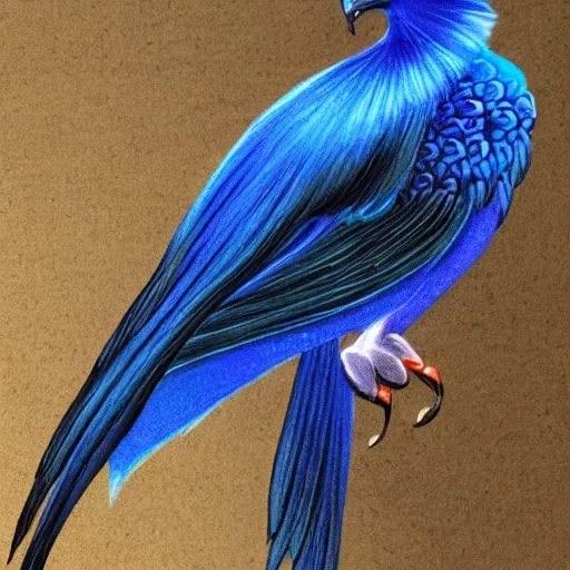 Prompt: blue phoenix bird, his feathers are blue electrical arches, high - quality, realistic