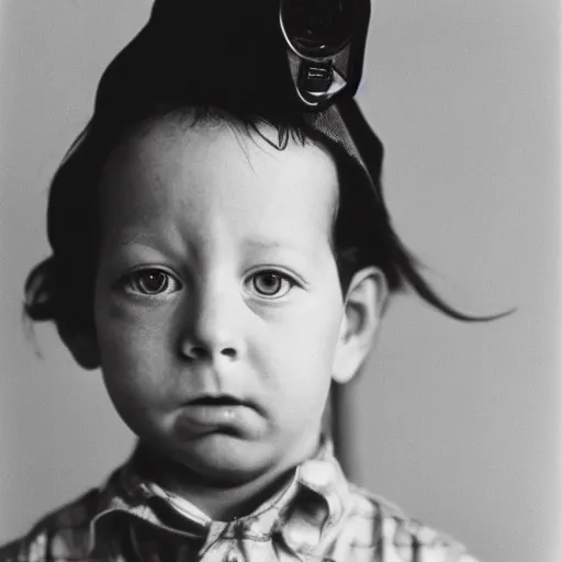 Image similar to photo of Alfalfa from Our Gang, by Diane Arbus, black and white, high contrast, Rolleiflex, 55mm f/4 lens