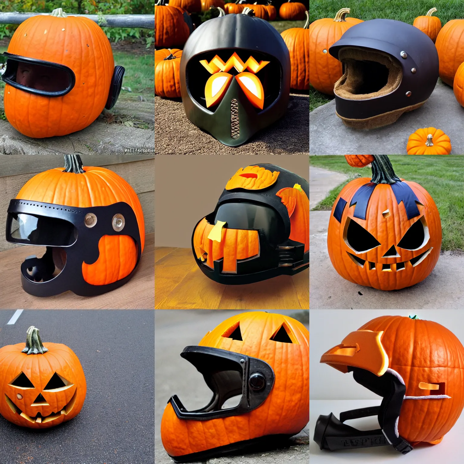 Prompt: pumkin motor helmet