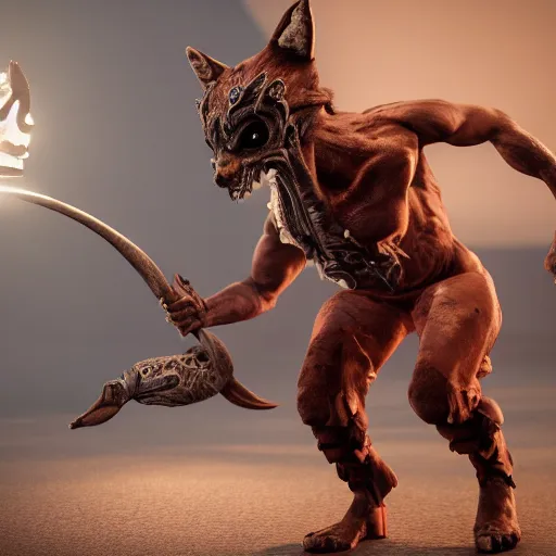 Prompt: highly detailed render of a man wearing a skull fox mask playing a red sintethizer, full body with tattoos, two arms two legs, vray render, unreal engine, highly detailed faces, thin body,