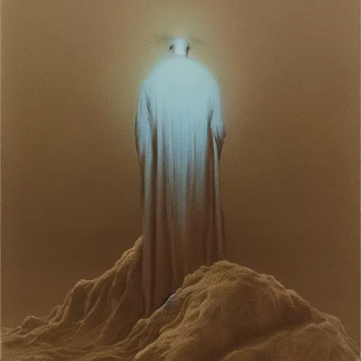 Prompt: kanye west as a zdzisław beksinski painting