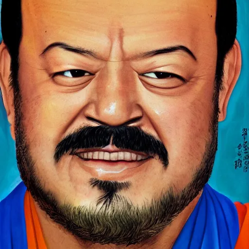 Image similar to thangka painting of matteo salvini, hyperrealistic, trending on artstation