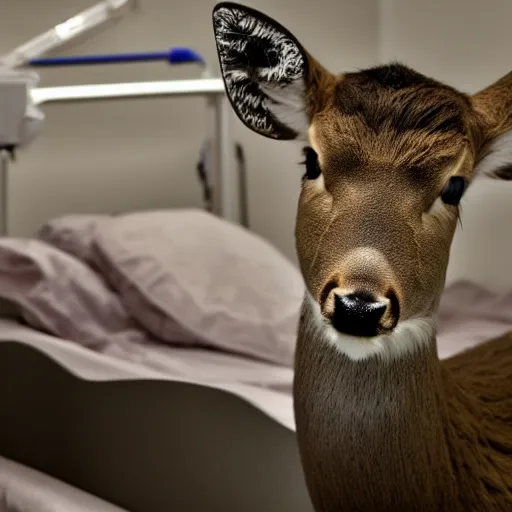 Image similar to deer in a hospital bed meme