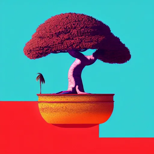 Image similar to bonsai baobab! tree but minimalistic concept art by frank stella gilleard james whalen tom, colorful, soft light, trending on artstation, minimalism