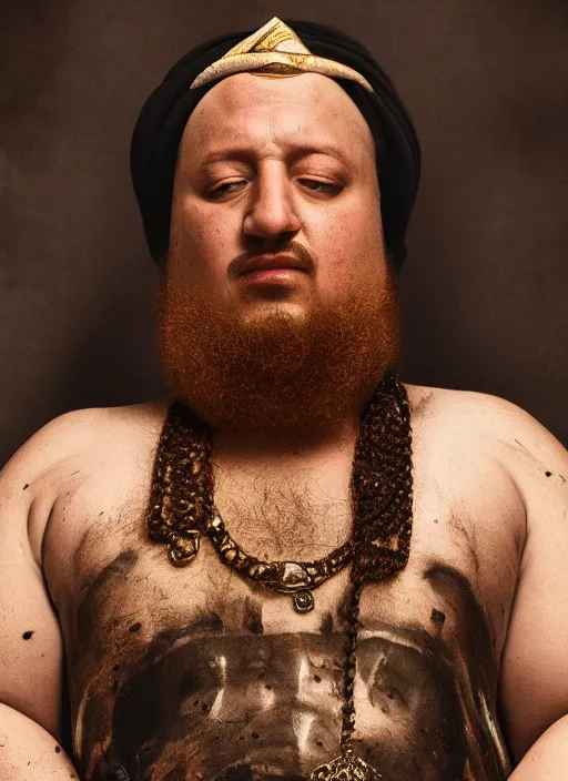 Prompt: portrait of sheikh ruler of dubai, djinn, head and torso only, cinematic lighting, studio quality, godly, cell shaded, 4 k, active, scenic, schizo, art style action bronson