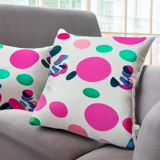 Prompt: Photograph of the most comfortable memory foam pillows in the world, fun design print, 8K HD, product shot