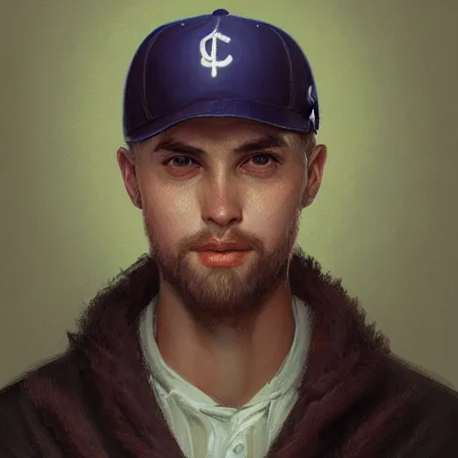 Prompt: portrait of tyler the crestor with baseball hat, staring directly into camera, intricate, elegant, glowing lights, highly detailed, digital painting, artstation, sharp focus, illustration, art by wlop, mars ravelo and greg rutkowski